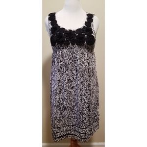 {Beige By: ECI} Black & White Dress With Flowers